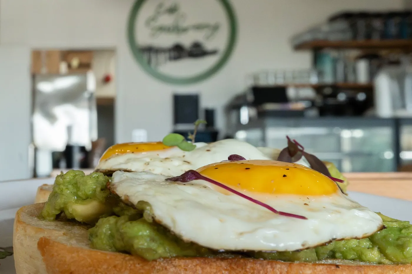 Avocado toast with egg at Cafe Seabreeze