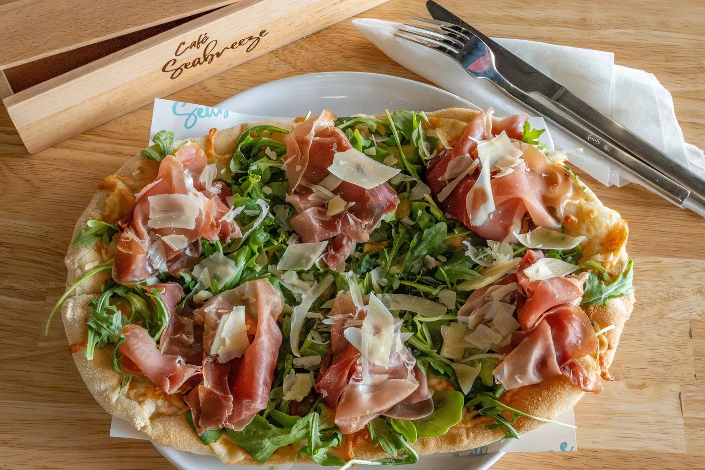 Skizza prosciutto at Cafe Seabreeze